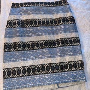 Talbots NWT Striped Mixed Lace Skirt | Petite Summer Pencil Skirt Size 4P
